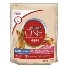 Purina One сухой корм для взрослых собак мелких и карликовых пород с высоким содержанием говядины и рисом, 1.5 кг