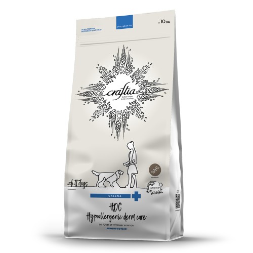 CRAFTIA GALENA ветеринарная диета DOG HYPOALLERGENIC DERM CARE Гипоаллердженик для собак при пищевой аллергии и заболеваниях кожи 10 кг