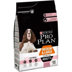Pro Plan Adult 7+ Medium&Large Sensitive Skin с комплексом OPTIDERMA сухой для собак старше 7 лет средних и крупных пород с чувствительной кожей Лосось, 3 кг