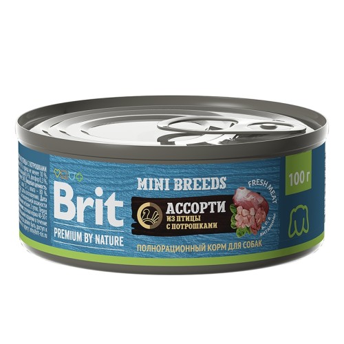 Brit Premium by Nature консервы Ассорти из птицы с потрошками собак мелких пород, 100 гр