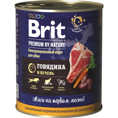 Brit Premium by Nature консервы с говядиной для взрослых собак всех пород, 410 гр