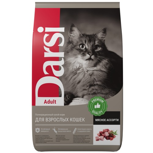 Darsi сухой корм для кошек, Adult Мясное ассорти, 300 гр