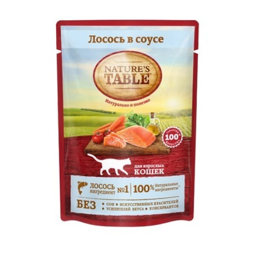 Nature's Table пауч д/кошек Лосось в соусе, 85 гр