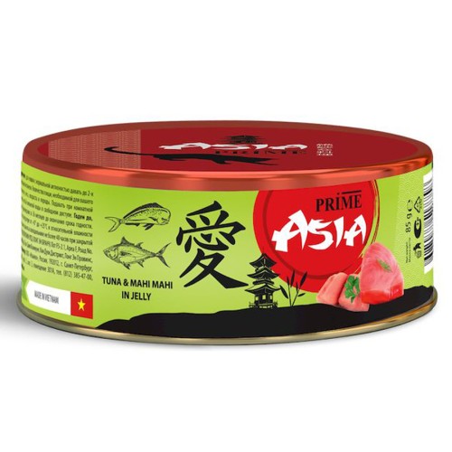 Prime ASIA Тунец с рыбой махи-махи в желе, д/кошек, 85 гр