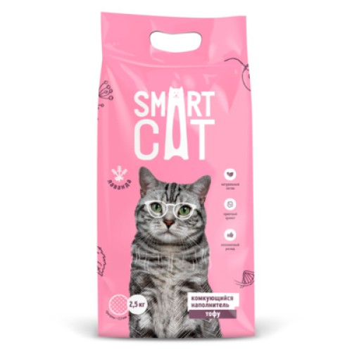 Smart Cat Комкующийся наполнитель Тофу: Лаванда, 2.5 кг