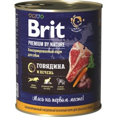 Brit Premium by Nature консервы с говядина и печенью для взрослых собак всех пород, 850 гр