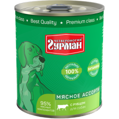 Четвероногий гурман кон.д/соб.Мясное ассорти с Рубцом, 340 гр