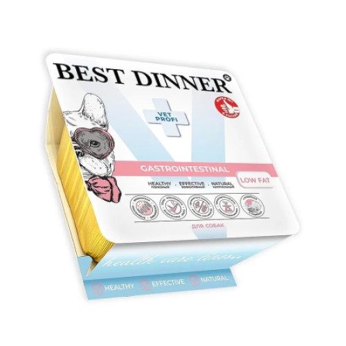 Best Dinner Vet Profi Gastrointestinal Low Fat Паштет с индейкой для собак, 100 гр