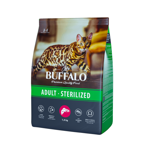 Mr.Buffalo STERILIZED (лосось) д/кошек, 1,8 кг
