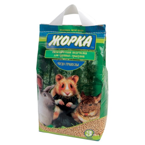 Жорка Древесный наполнитель Чудо гранулы для крупных грызунов (1см), 3л 1700 гр.