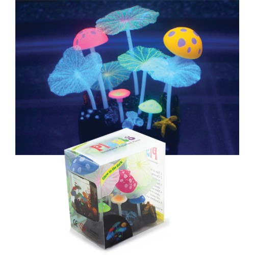 Jelly-Fish Микс из растений силикон (листья лотоса 2 шт,грибы 2 шт), 7*3,5*10 см
