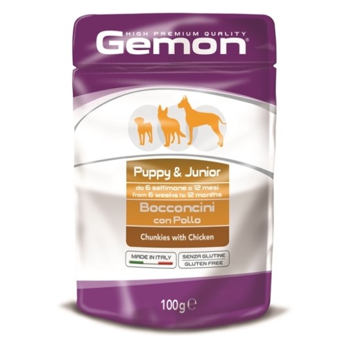 Gemon Dog Pouch паучи для щенков кусочки курицы 100 г
