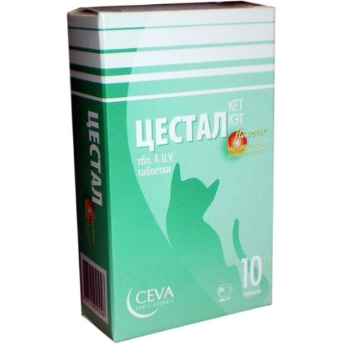 Цестал Кэт антигельминтик д/кошек со вкусом печени 10таб