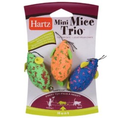 Hartz Игрушка д/кошек - Три Мышки разноцветные, мягкая Mini Mice Trio Cat Toy