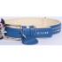CoLLaR Brilliance Ошейник кожаный двойной со стразами маленькими, 38-49см*25мм, синий (38782)