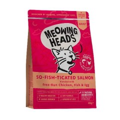 Meowing Heads Для Взрослых кошек с Лососем, курицей и рисом Фиш-гурман (So-fish-ticated Salmon 450g), 450 гр