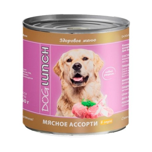 Dog Lunch консервы д/собак Мясное ассорти в соусе 750 гр