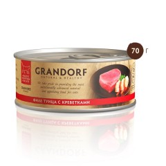 Grandorf консервы для кошек Филе тунца с креветками, 70 гр