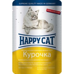 Happy Cat Паучи курочка ломтики в соусе, 100 гр