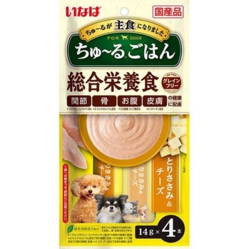 Inaba Чао Чуру пюре куриное филе+сыр д/собак, 14 гр - 4 шт DS-244