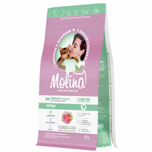 Molina Сухой корм с курицей для взрослых стерилизованных кошек, 1.5 кг