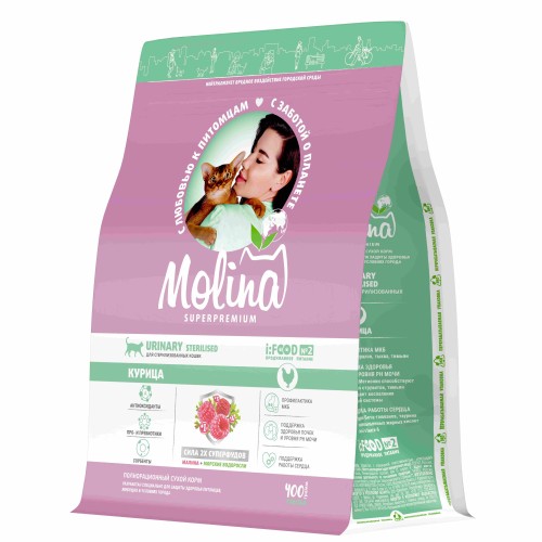 Molina Сухой корм с курицей для взрослых стерилизованных кошек, 400 гр
