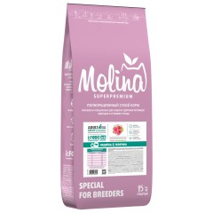 Molina Сухой корм с индейкой и телятиной для взрослых собак средних и крупных пород, 15 кг