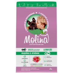 Molina Сухой корм с индейкой и ягненком для взрослых собак всех пород с чувствительным пищеварением, 2 кг