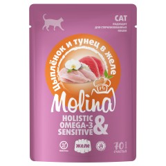 Molina Пауч для взрослых кошек Цыпленок и тунец в желе, 70 гр