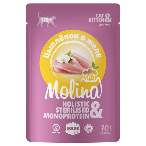 Molina Пауч для котят Цыпленок в желе, 70 гр