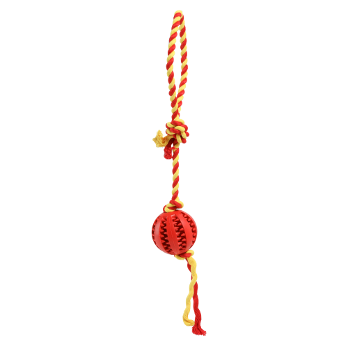 Venilen Игрушка для собак из каучука Арбузный шарик с веревкой, красный, 7 х 50 см