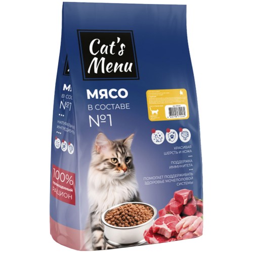 Cat`s Menu Adult полнорационный сухой корм для взрослых кошек с курицей, 10 кг