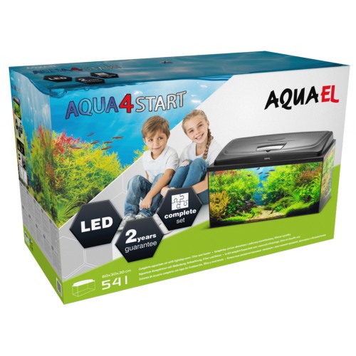 Aquael Аквариум AQUA4START 60 D&N 2.0 / 54 л, прямой, Черный