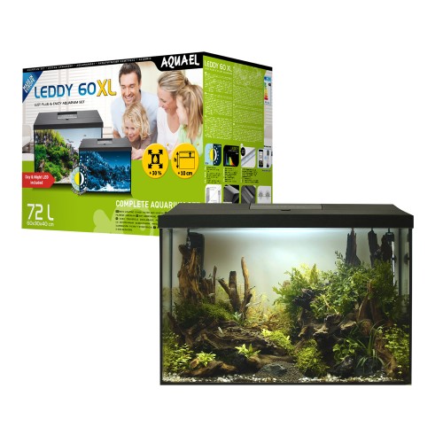 Aquael Аквариум LEDDY XL 60 D/N 2.0 Черный / 72 л прямой