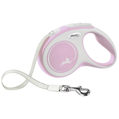 Flexi / Флекси Поводок-рулетка New Comfort, лента, S, 5 м, до 15 кг, розовая