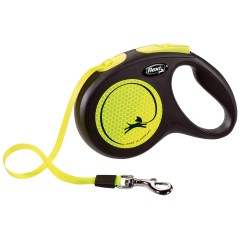 Flexi / Флекси / Флекси Поводок-рулетка New Neon, лента, M, 5 м, до 25 кг, желтая