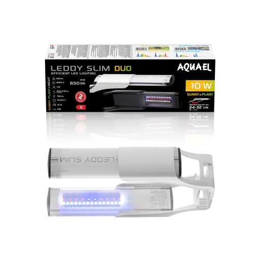Aquael Светильник LEDDY SLIM DUO Sunny & Plant DAY&NIGHT 10 Вт (24-32 см / 6500 & 8000 K) белый