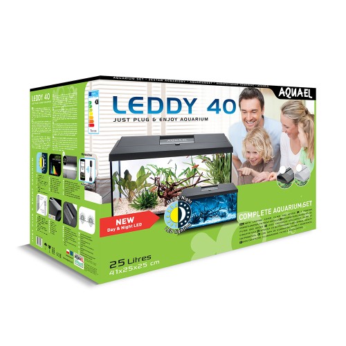Aquael Аквариум LEDDY SET 40 DAY & NIGHT 2.0 / 25 л, прямой, Черный