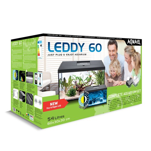 Aquael Аквариум LEDDY SET PLUS 60 D/N 2.0 БЕЛЫЙ / 54 л прямой