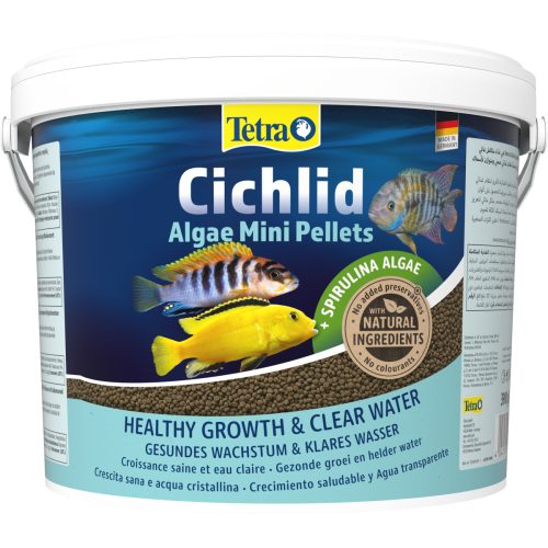 Tetra Cichlid Algae Mini Корм для травоядных цихлид, мини мульти шарики, 10 л
