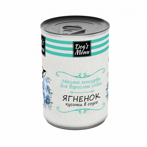 Dog`s Menu влажный корм для взрослых собак с ягненком кусочки в соусе, 340 гр